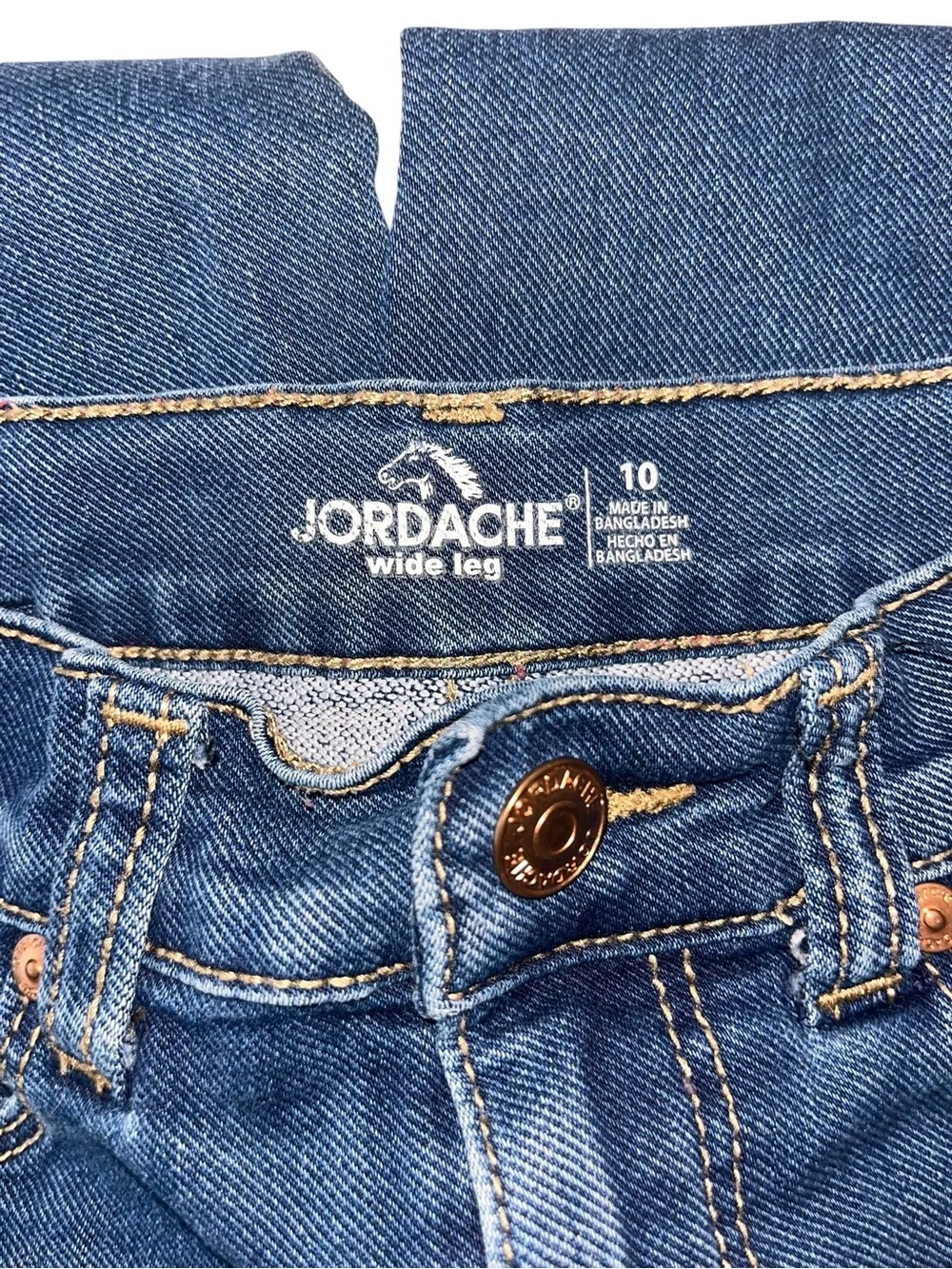 Jordache Girls Size 10 Wide Leg Jeans Medium Wash High Rise Denim